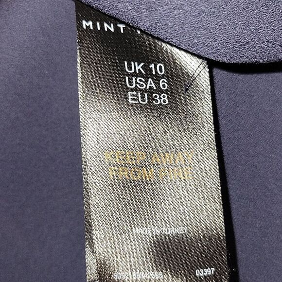 Mint Velvet 3/4 Sleeve Sheer Navy Button Blouse size 10 - Picture 8 of 9